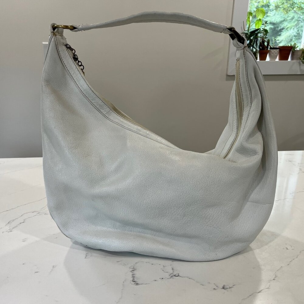 Vintage Donald Pliner Handbag Purse Hobo Shoulder Bag Large White